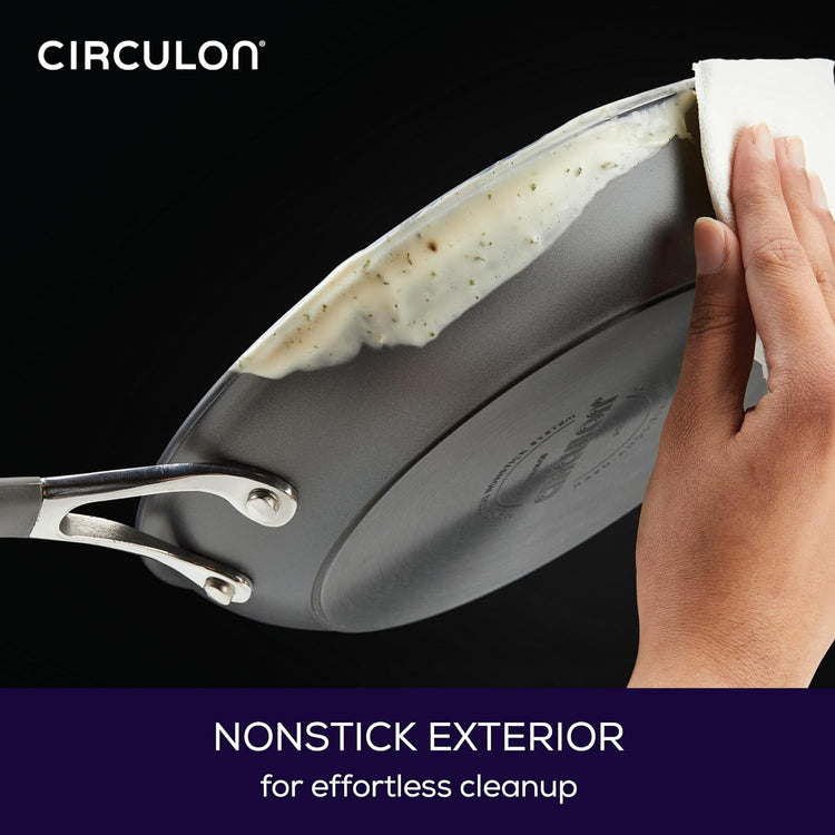 Circulon Radiance Hard Anodized Nonstick Frying / Fry Pan Set / Skillet Set - 8.5 Inch, 10 Inch, and 12.25 Inch , Gray