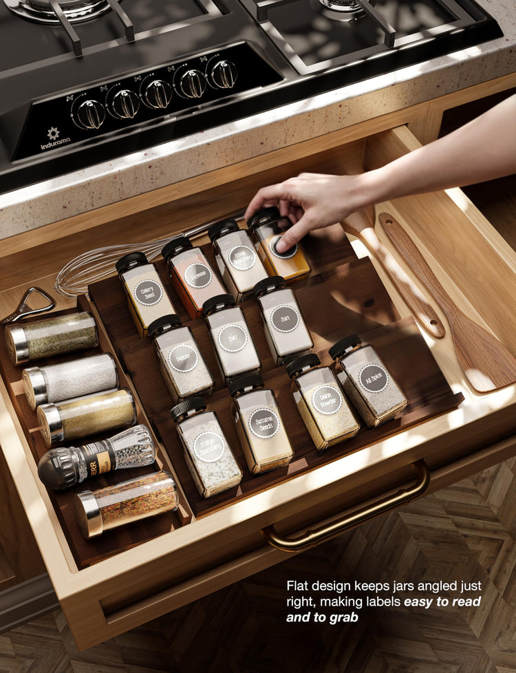 Acacia Wooden Spice Rack Organizer for Cabinet (4 Count)