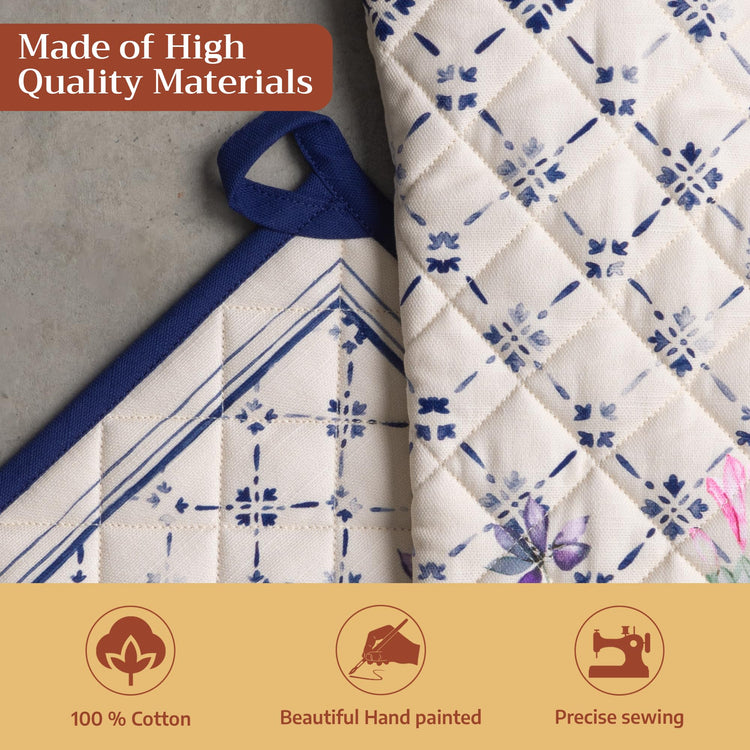 100% Cotton Oven Mitt & Pot Holder Set