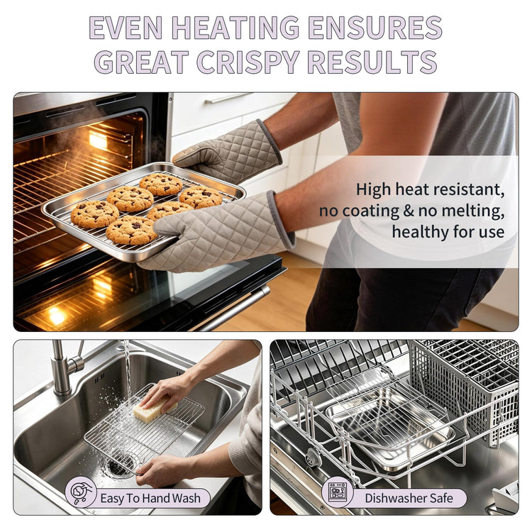 Stainless Steel Toaster Oven Pan with Rack Set
