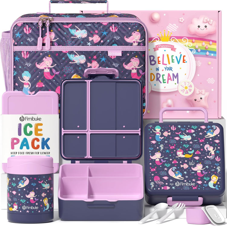 Kids Bento Snack Lunch Box with Thermo Insulated Toddler Lunch Bag