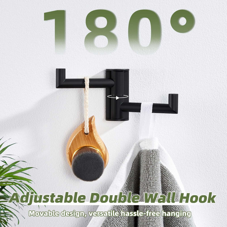 Swivel Towel Hook for Bathrooms with 2 Rotating Arms