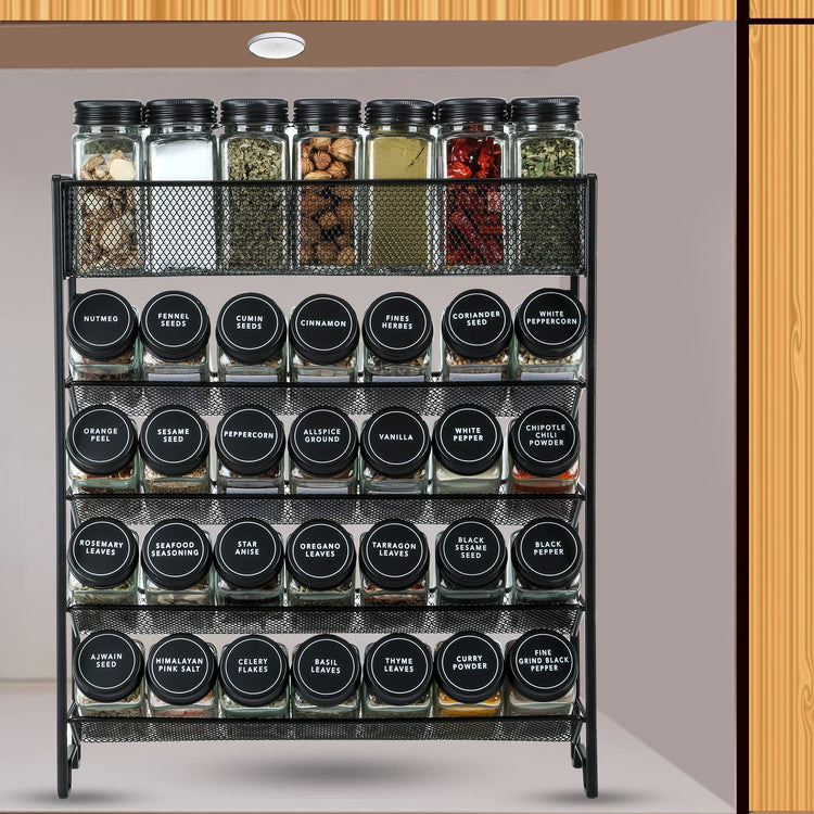 Spice Rack Organizer with 28 Spice Jars