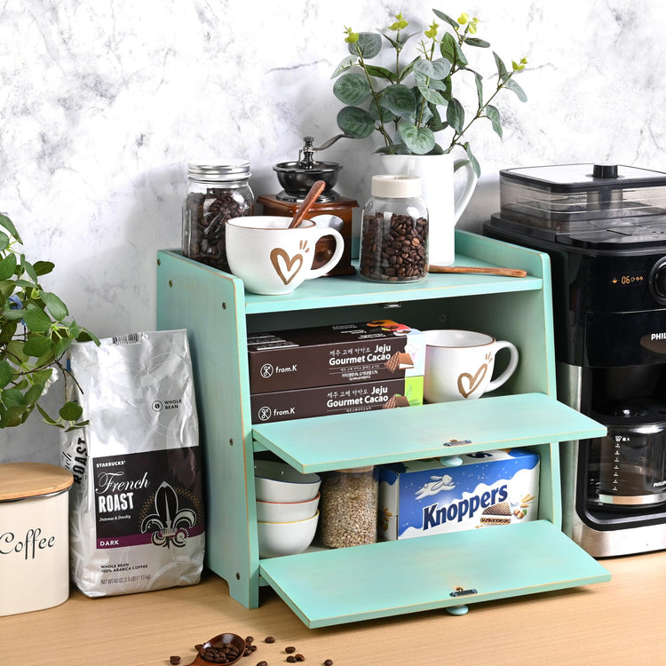 Bamboo Corner Bread Box for Kitchen Countertop 2
