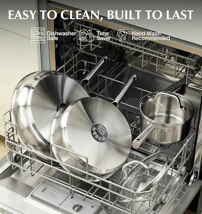 KOCH SYSTEME CS Stainless Steel Cookware Set 17 Piece, Professional 18/10 Stianless Steel Pots and Pans Set, 5-Layer Stainless Base, Oven Safe, Induction Ready, Non-Toxic Kitchen Cookware Set