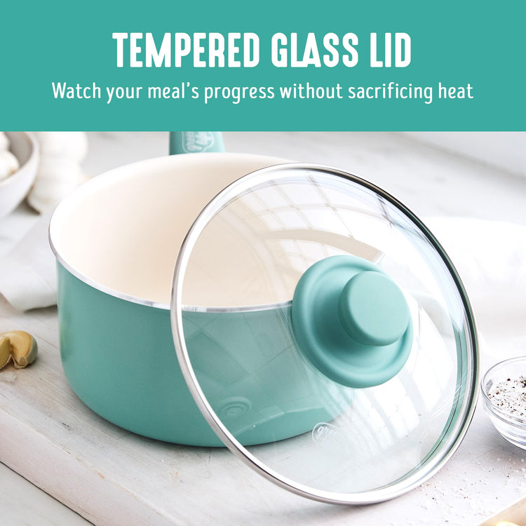2.5QT Ceramic Nonstick Saucepan with Glass Lid