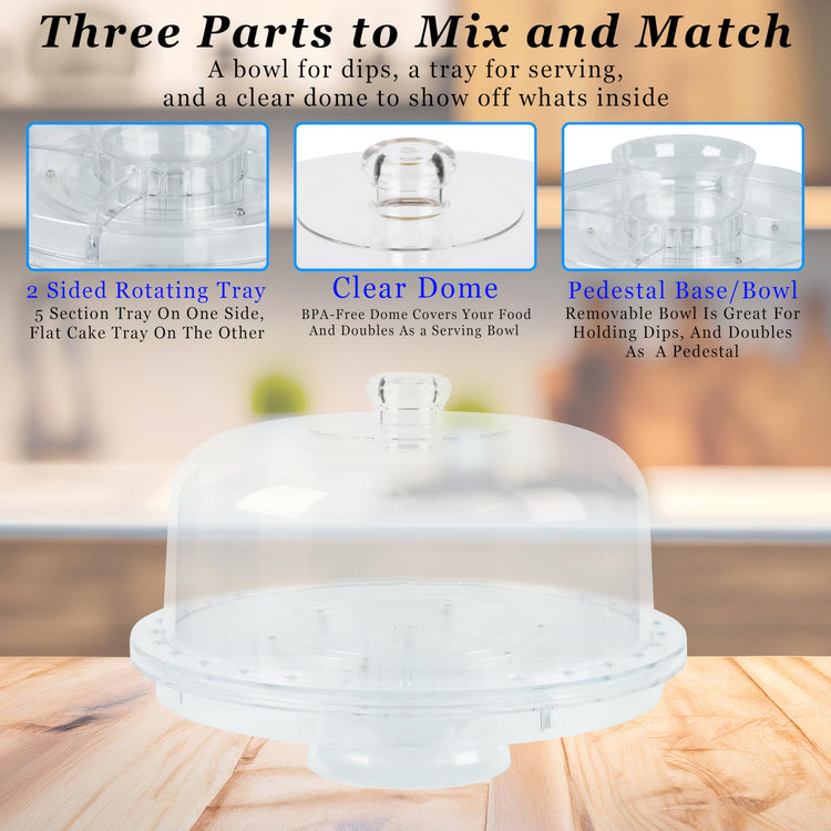 7in1 Rotating Multifunctional Acrylic Cake Stand with Lid & Cake Turntable