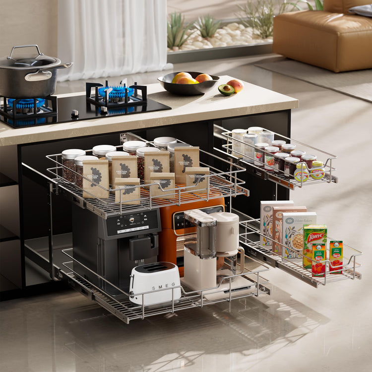 2 Tier Pull Out Cabinet Organizer 21" W X 22" D