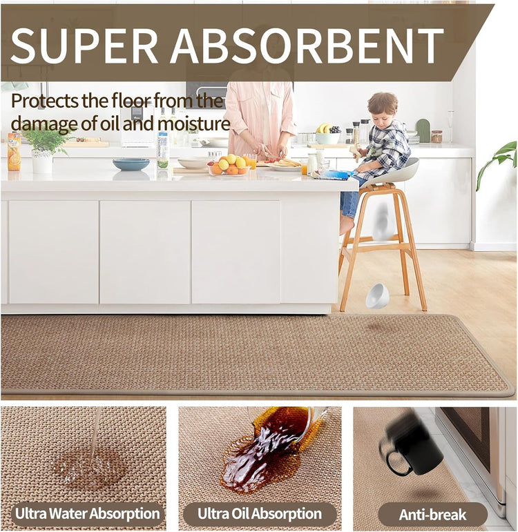 Kitchen Rugs and Mats Non Slip Washable, Absorbent Runner Rugs for Kitchen, Front of Sink, Kitchen Mats for Floor,Easy to Clean and Maintain Kitchen Floor mat(Brown, 17"x30")