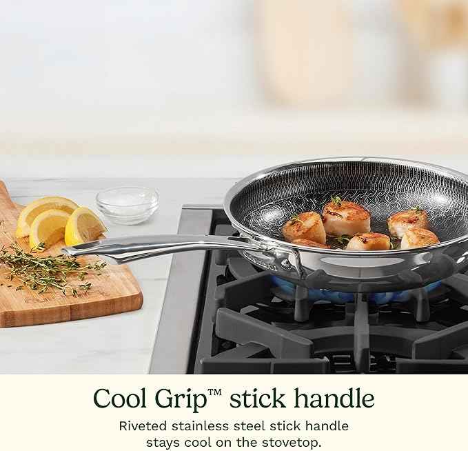 Cuisinart FusionElite+ Hybrid Nonstick Tri-Ply Stainless Steel Skillet, 8″ Skillet Frying Pan with PURELYSEAR Ceramic Nonstick Technology, Scratch Proof, Cool Grip Handles, Dishwasher Safe