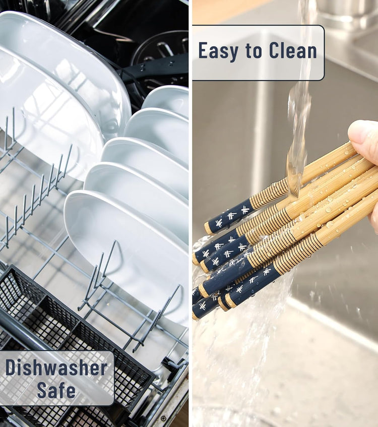 100 Pairs Bamboo Chopsticks Reusable | Dishwasher Safe | Durable | Separated | Bulk | Non slip | - (9.45in)