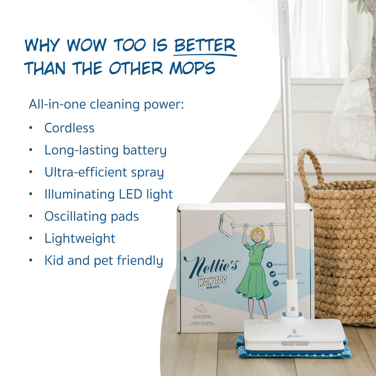 Wow Too Cordless Electric Spray Mop with LED Light & Scrub Pads