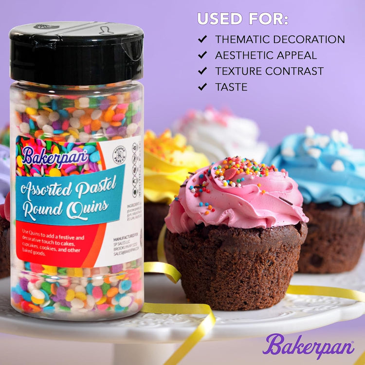 Bakerpan Heart Sprinkles for Baking, 4 Ounces Pink Heart Sprinkles Edible, Made in USA - Nestoria