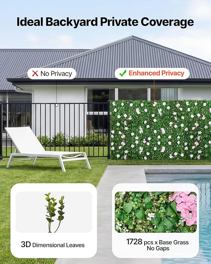 VEVOR Artificial Luxury Flower Wall Backdrop, 2 PCS, Each Panel 2 x 8 ft, Gorgeous 3D Silk Floral Backdrop Pet Friendly, Easy Installation Flower Wall Panel for Wedding, Event, Party,Mixed Leaf