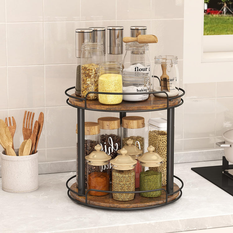 10'' Wood Lazy Susan Turntable Organizer for Cabinet