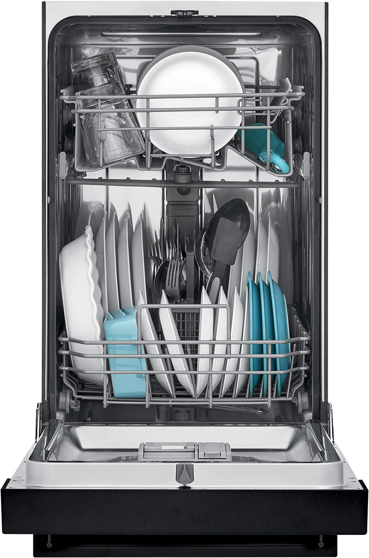 18 in. ADA Compact Front Control Dishwasher in Black with Dual Spray Arms