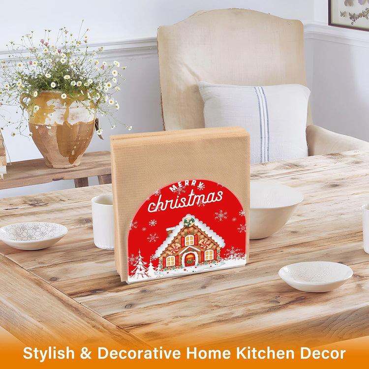 Christmas Cake House Napkin Holder for Table Paper Napkins Holder Acrylic Tissue Dispenser Kitchen Dining Room Bathroom Party Car Decor