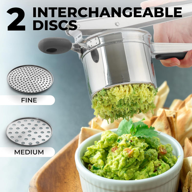 Zulay Kitchen Premium Large 15oz Potato Ricer, Heavy Duty Professional Stainless Steel Potato Masher and Ricer Kitchen Tool, Press and Mash Kitchen Gadget - Silver/Black
