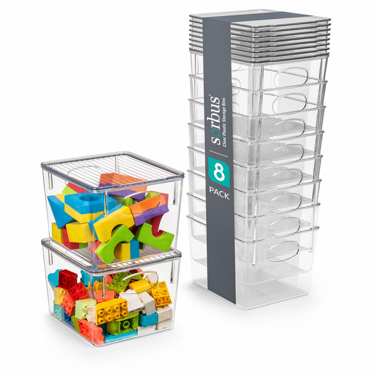 Medium Plastic Storage Bins with Lids (8 Count)