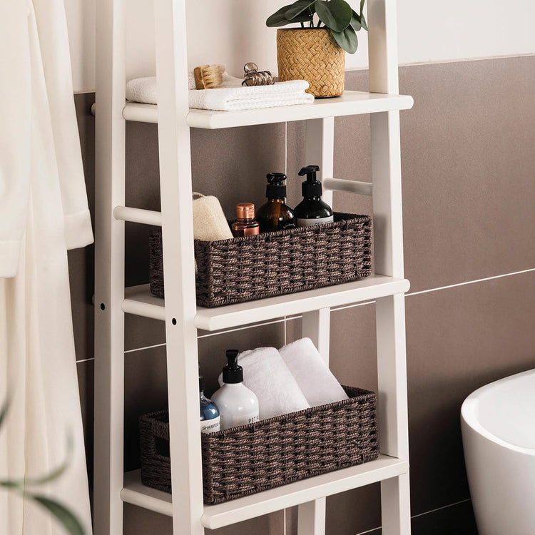 UBBCARE Toilet Tank Basket for Bathroom, Hand Woven Paper Wicker Basket for Organizing, Countertop Decorative Storage Basket with Handles, 2-Pack, Dark Brown