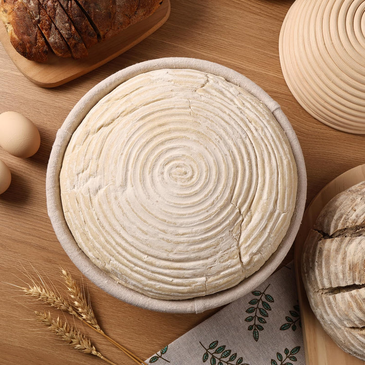 Banneton Bread Proofing Basket Set of 4PCS 6 Inch Mini Round Sourdough Dough Proofing Bowls for Sour Dough Bread Baking Supplies