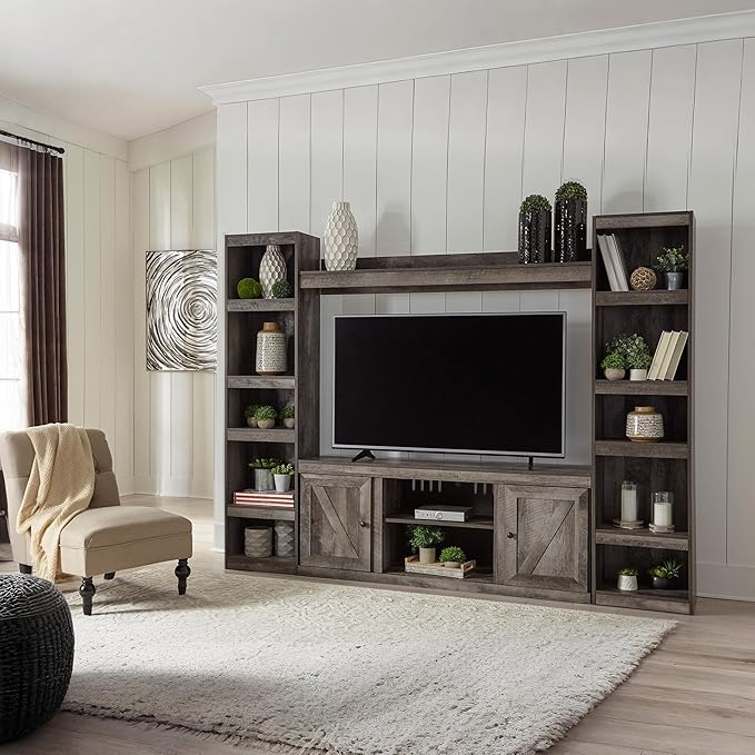 Signature Design by Ashley Wynnlow Farmhouse 4-Piece Entertainment Center for TVs up to 69", Gray