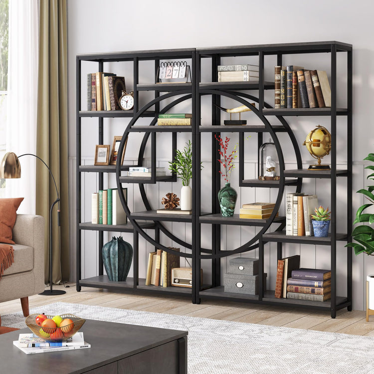 Bookshelf Industrial Etagere Bookcase (2 Count)