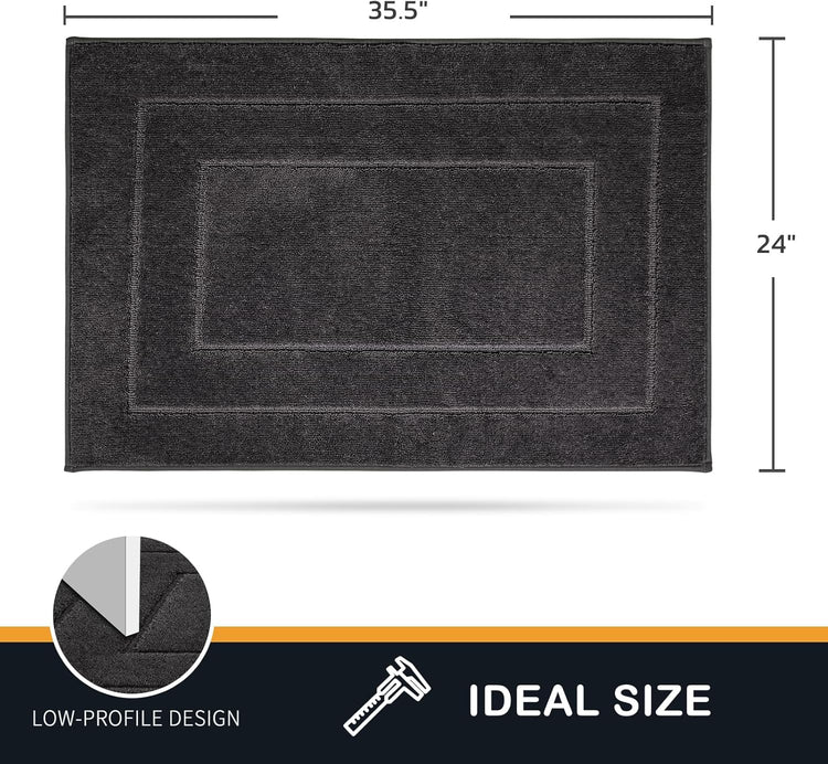 PURRUGS Dirt Trapping Door Mat 24" x 35.5", Non-Slip/Skid Machine Washable Entryway Rug, Dog Doormat, Super Absorbent Welcome Mat for Muddy Wet Shoes and Paws, Charcoal