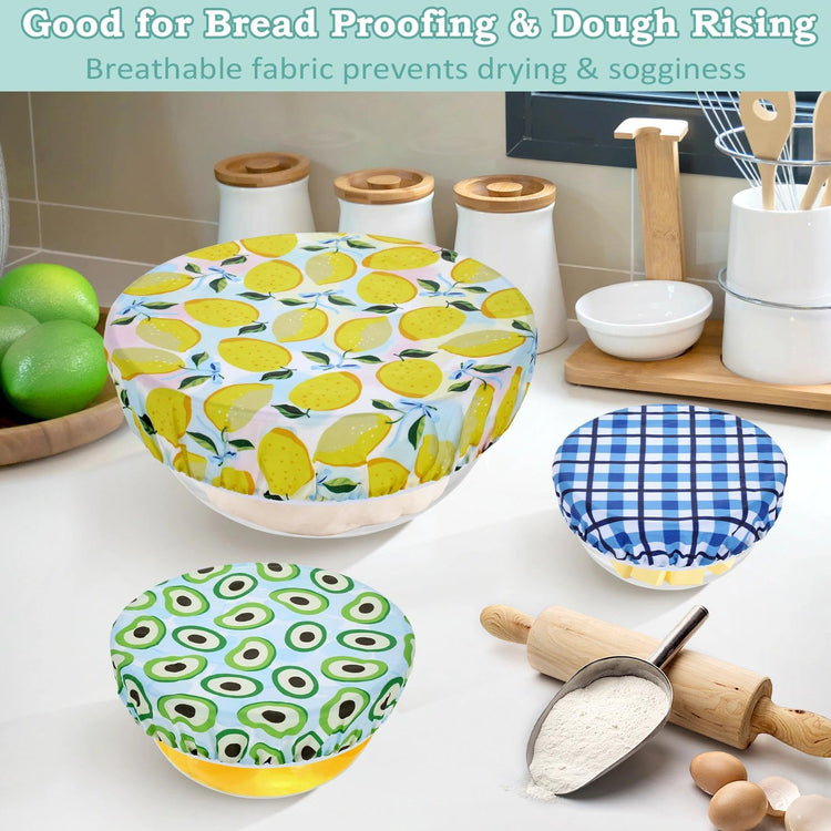 5Pcs Reusable Beeswax Elastic Bowl Covers for Bread Proofing and Food Cover (5 Count)