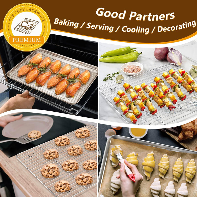 16 + 12.5 Inch Baking Sheet with Rack Set