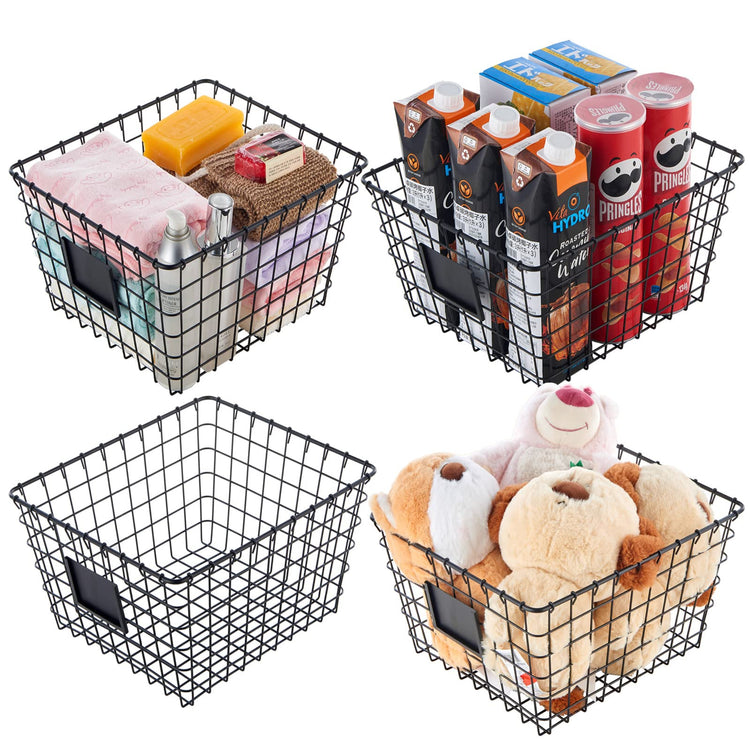 4 Pack【Large】 Wire Handmade Storage Basket for Organizing Household Goods