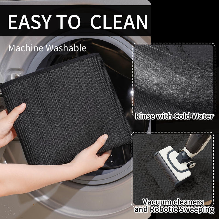 Kitchen Rugs Kitchen Mats for Floor Non Slip Washable Black 17"x30" (2.2991 Sq Ft)