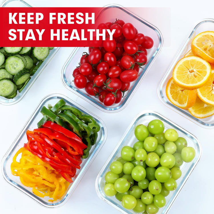 5 PACK 36 OZ Glass Meal Prep Containers Set with Lids (5 Count)