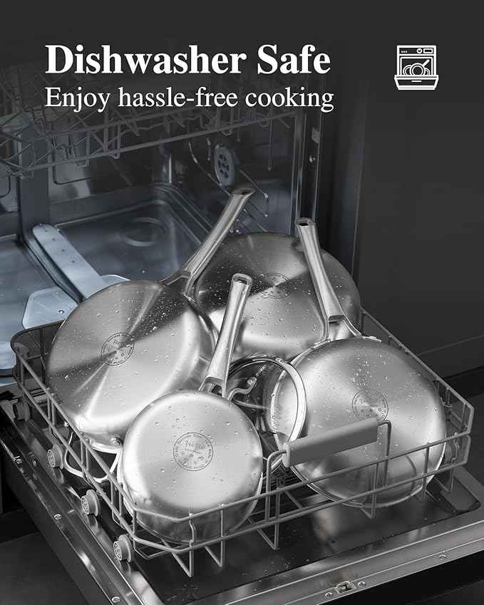 Stainless Steel Cookware Set,Tir-Ply Pots and Pans Set,10 Pcs Stainless Steel Induction Kitchen Cookware Sets,PFOA Free, Frying Pans, Butter warmer,Saute Pan & Stock Pot,Compatible with All Cooktops