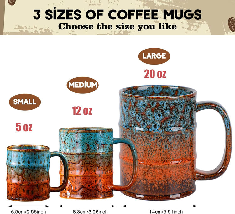 Brown and Yellow 20 oz Ceramic Coffee Mug - Large, Dishwasher and Microwave Safe, Perfect for Office and Home