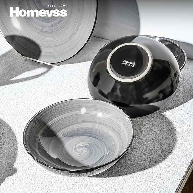 Stoneware Sonoma 16pc Dinnerware Set, Black + Speckled Spin Wash Grey