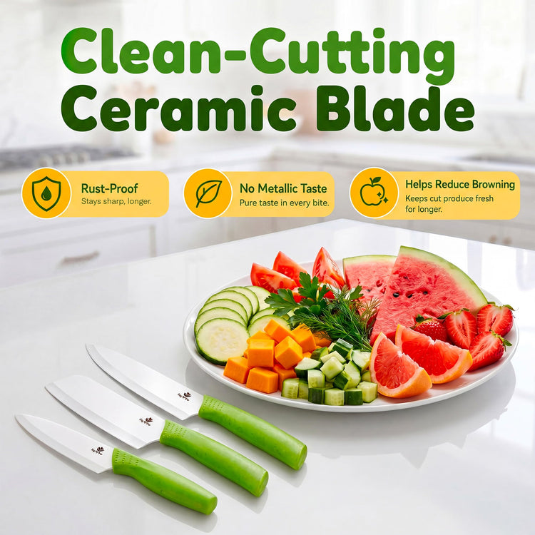 Ceramic Knife Set with Ergonomic Handle (3 Count)