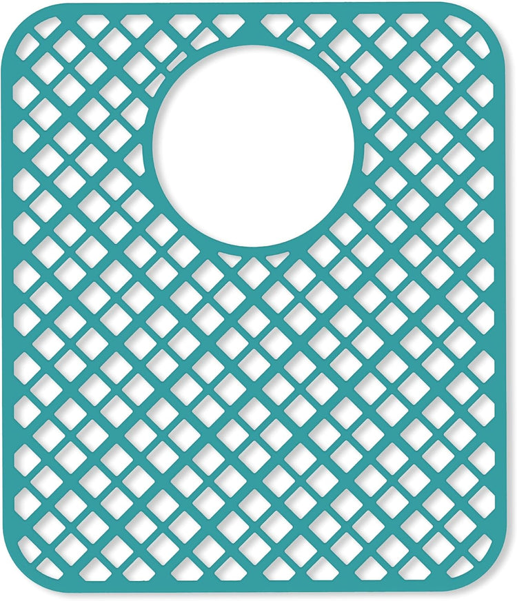 2 Pack Silicone Sink Protectors for Kitchen Sink, Lozenge Pattern 13 x 11 Inches Sink Mat, Non-Slip and Durable Sink Protector Silicone, Rear Drain, Green