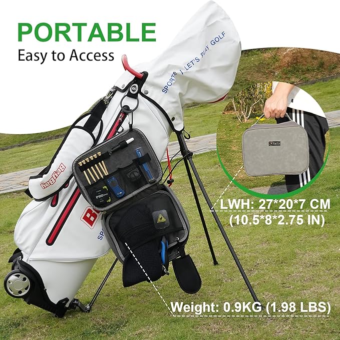 GAIARENA Golf Essential Accessories Kit with Luxury Carrying Case Bag, Golf Gift for Golfers, Golf Ball Liner Towel Cleaning Brush Divot Repair Tool Club Groove Sharpener
