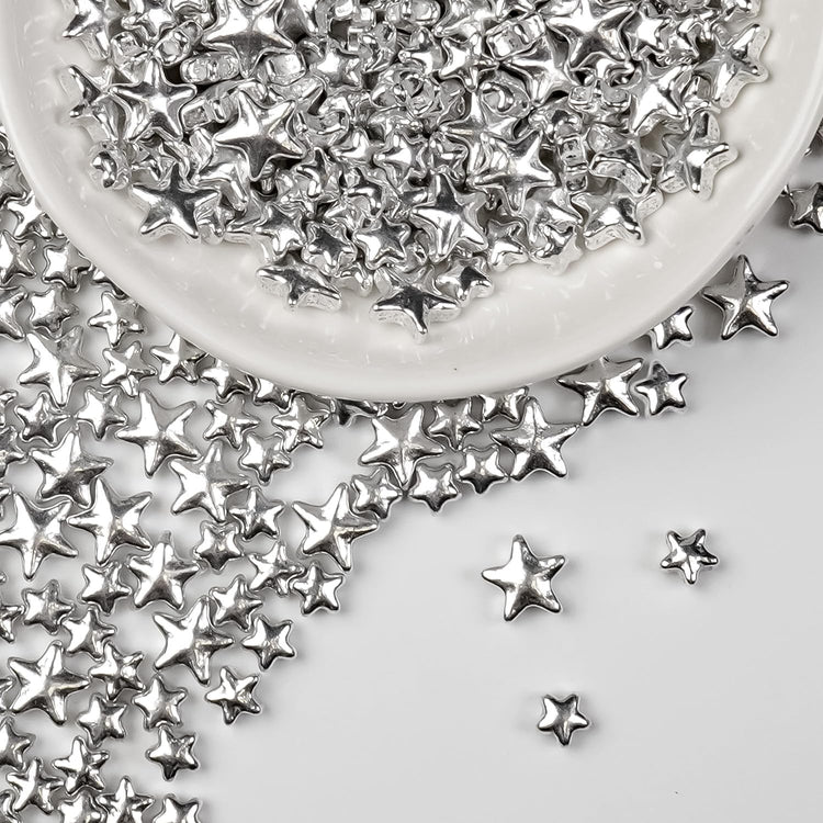 Silver Sprinkles for Cake Decorating, Star Candy Sugar, Mix Size, 150g/5.29oz, Food Grade, Cake Decoration, Cupcake Topper, Holiday, Party, Wedding Party, Birthday, Easter, Christmas Supplies