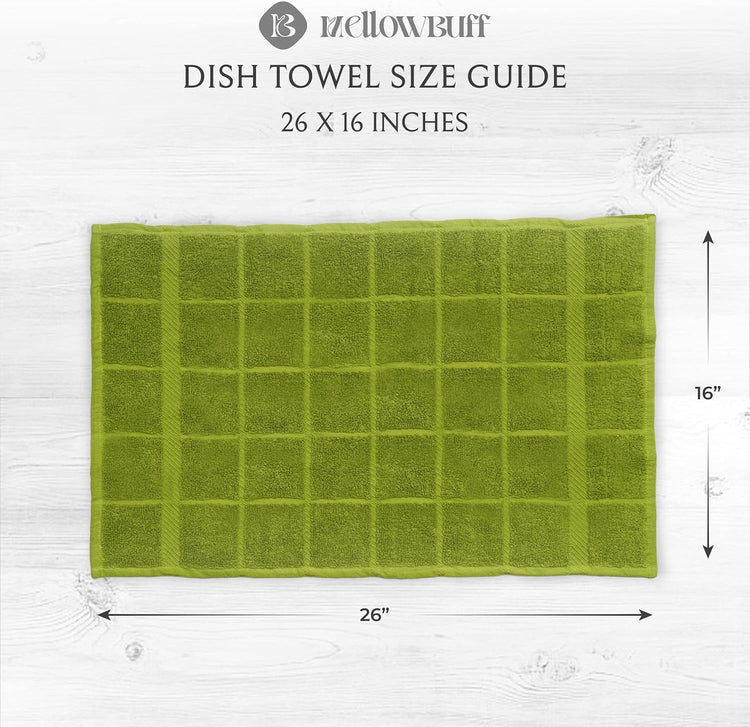 100% Cotton Terry Dish Towels, 4 Pack Plain, 16 x26 Inches, Super Soft and Absorbent Kitchen Towels, Perfect for Kitchen Cleaning and Dish Washing | Green - Nestoria