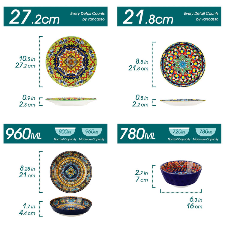 24 Pieces Plates and Bowls Set (24 Count)