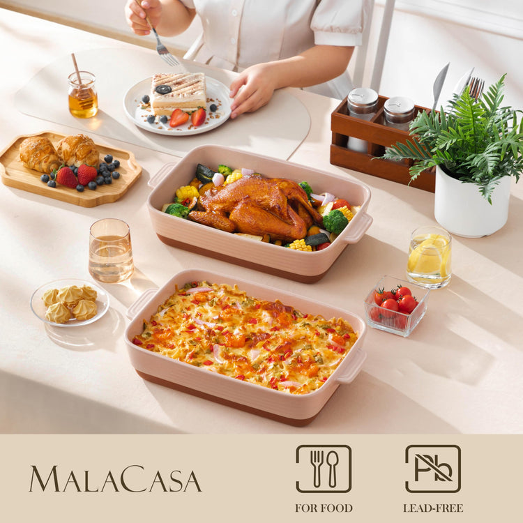 Large 9x13 Ceramic Baking Dish with Handles
