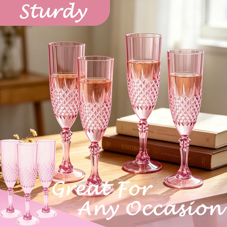 12 Pack Plastic Champagne Flutes (24 Count)