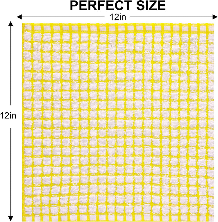 Kitinjoy Cotton 8 Pack Terry Kitchen Dish Cloths, 12 x 12 Inches Super Soft and Absorbent Dish Rags, Quick Drying Dish Towels for Washing Dishes, Yellow - Nestoria