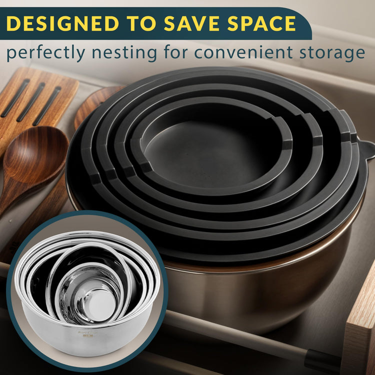 Stainless Steel Mixing Bowls with Lids Set of 5 (5 Count)