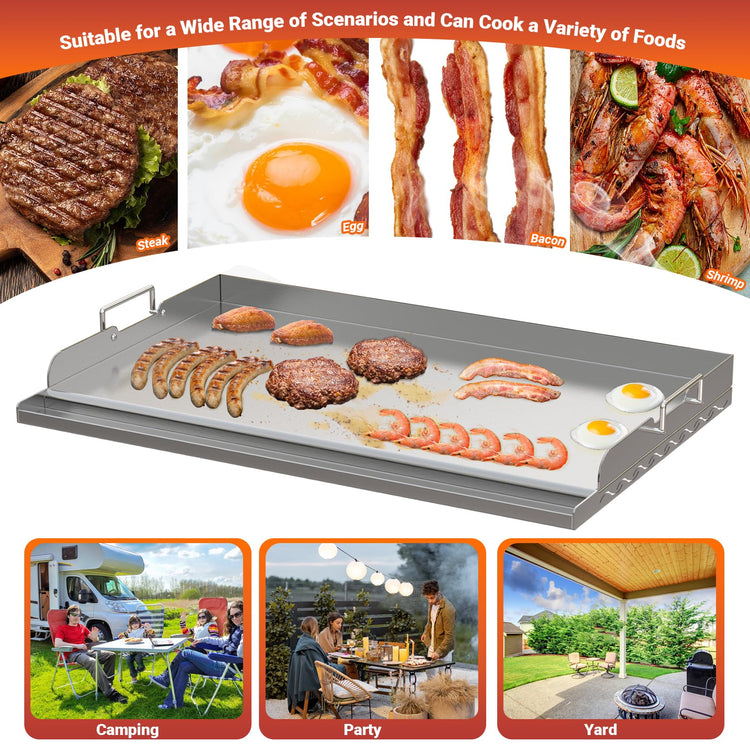25x16 Inch Stainless Steel Griddle for BBQ and Flat Top Grill