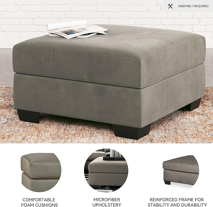Signature Design by Ashley Darcy Casual Plush Square Accent Ottoman, Grayish Brown