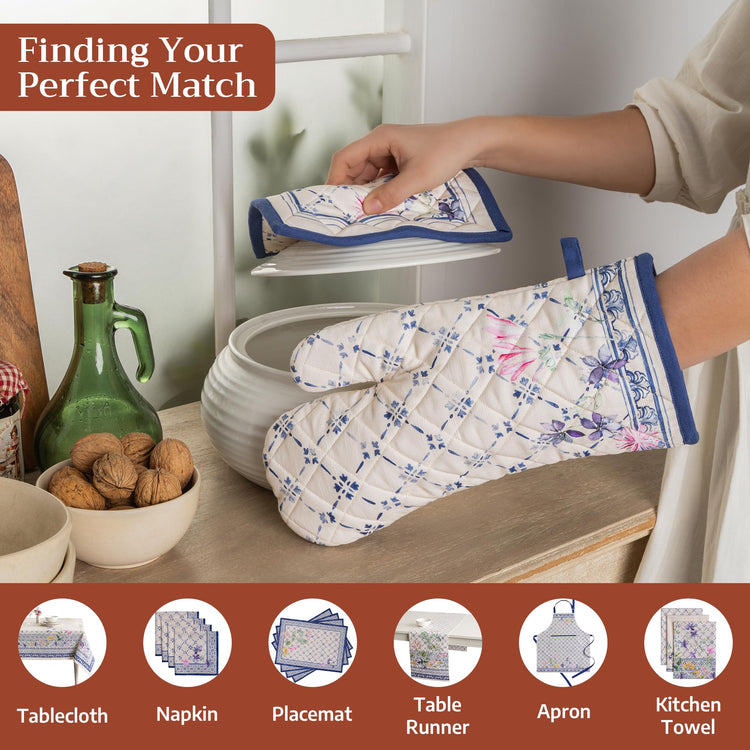 100% Cotton Oven Mitt & Pot Holder Set