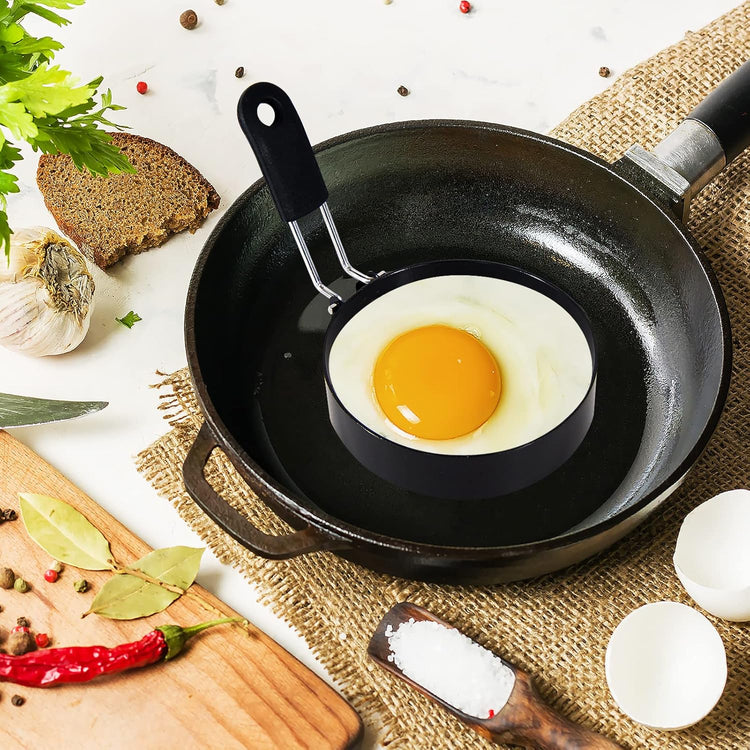 3.5'' Egg Rings with Silicone Handle, Stainless Steel Egg Cooking Rings,Nonstick,For Frying Eggs and Egg Mcmuffins, Egg Mold For Breakfast